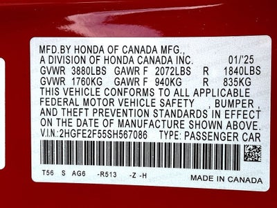 2025 Honda Civic Sedan Sport
