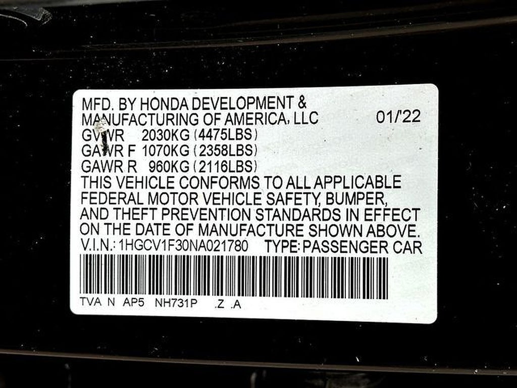 2022 Honda Accord Sedan Sport