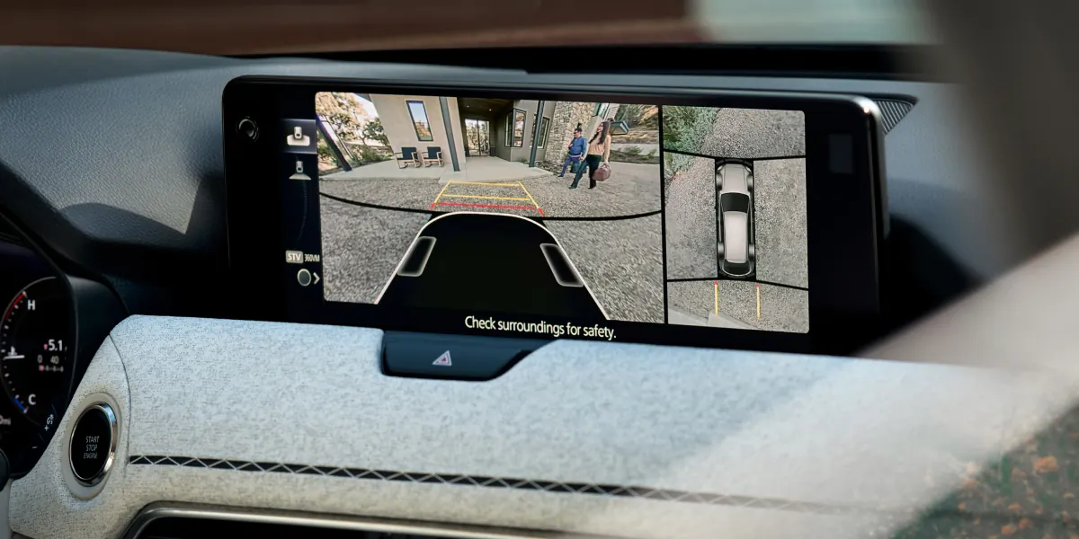 2027 Mazda CX-90 360° View Monitor on the center display | Purdy Mazda of Bryan College Station in Bryan TX