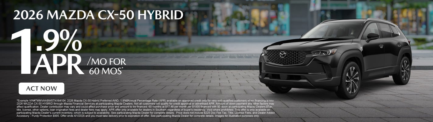 2026 Mazda CX-50 Hybrid	1.9% APR for 60 months*
