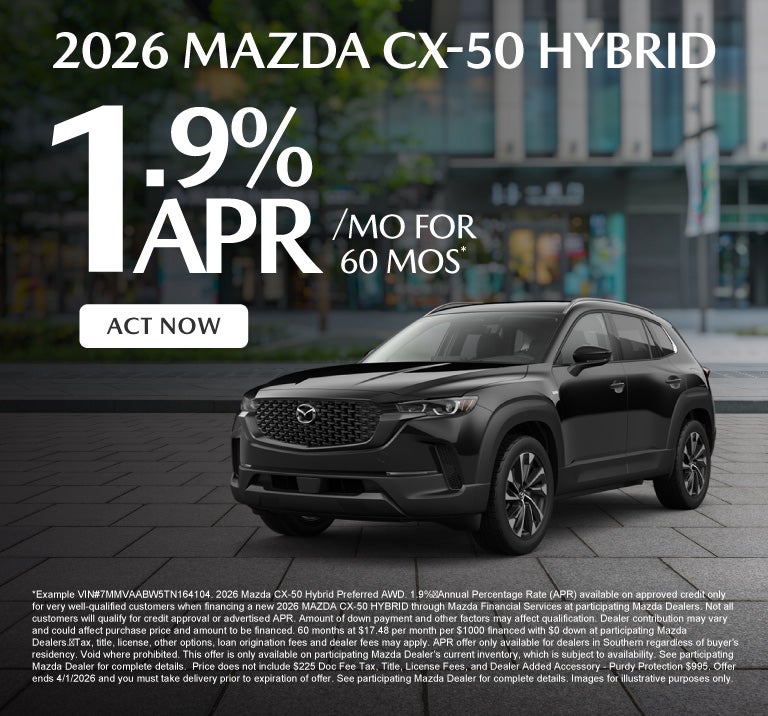 2026 Mazda CX-50 Hybrid	1.9% APR for 60 months*