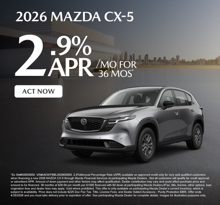 2026 Mazda CX-5	2.9% APR for 36 mo* 