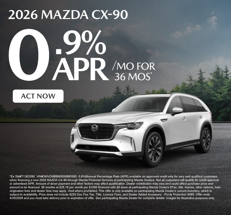 2026 Mazda CX-90	0.9% APR for 36 months*