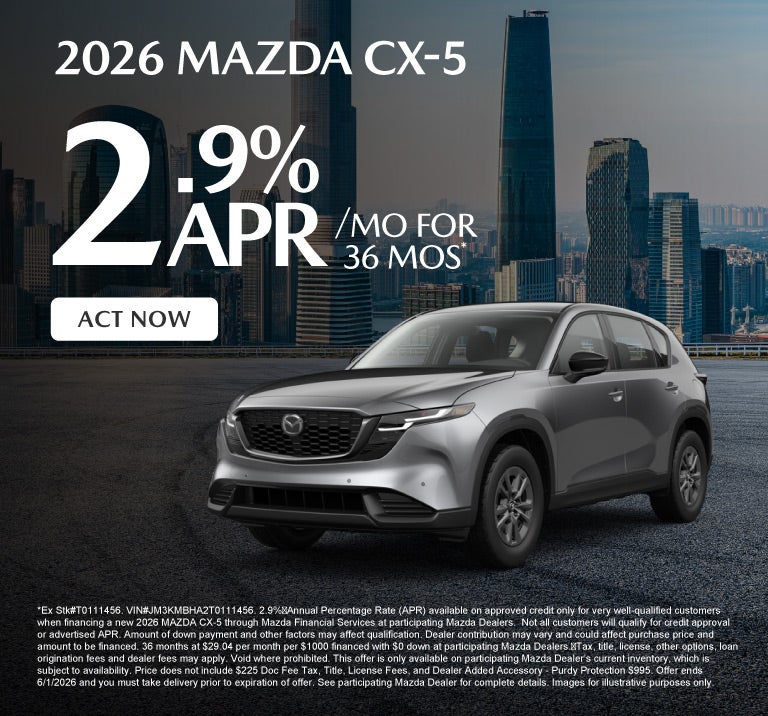 2026 Mazda CX-5	2.9% APR for 36 mo* 
