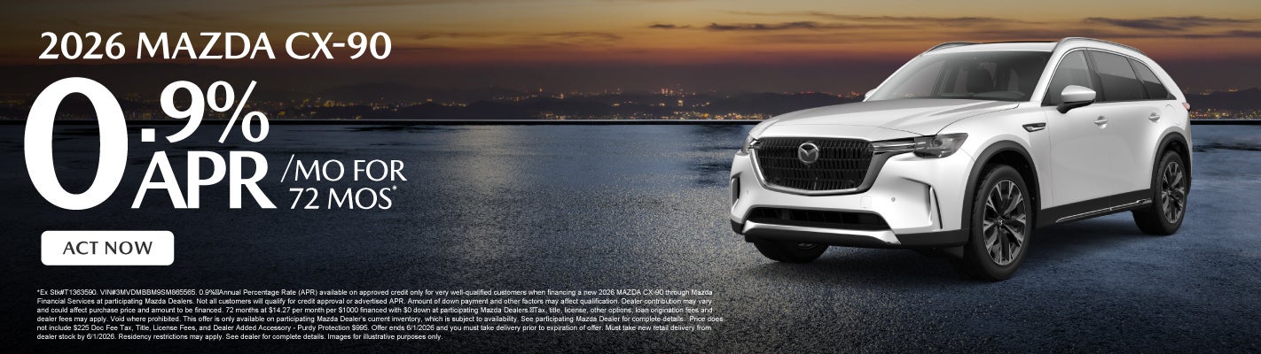 2026 Mazda CX-90	0.9% APR for 72 months*