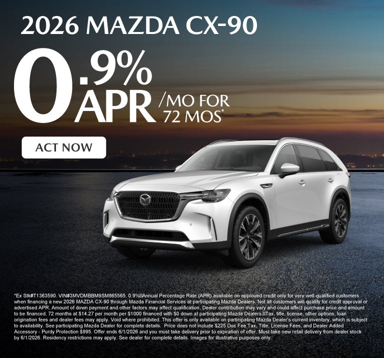 2026 Mazda CX-90	0.9% APR for 72 months*